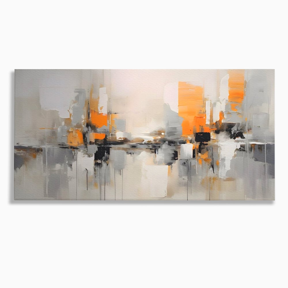 Tablou canvas cu pictura abstracta cu reflexii urbane, fara rama, pe sasiu de lemn